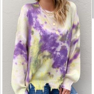 BNWT distressed tie dye light sweater